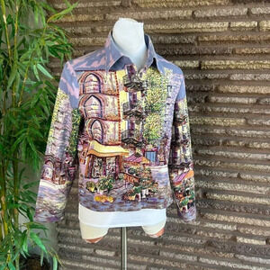 Half Moon Bay Vintage Beaded Flower Shop Trucker Denim Jacket Size Medium